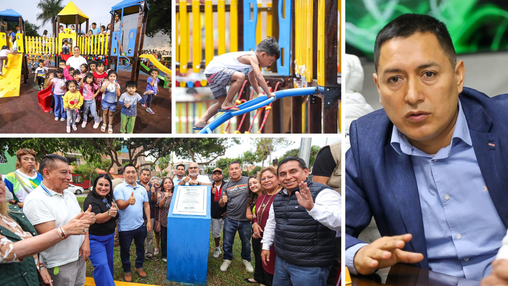 ALCALDE ALEX CALLÁN PRESENTÓ NUEVOS JUEGOS INFANTILES EN DOS PARQUES DEL DISTRITO
