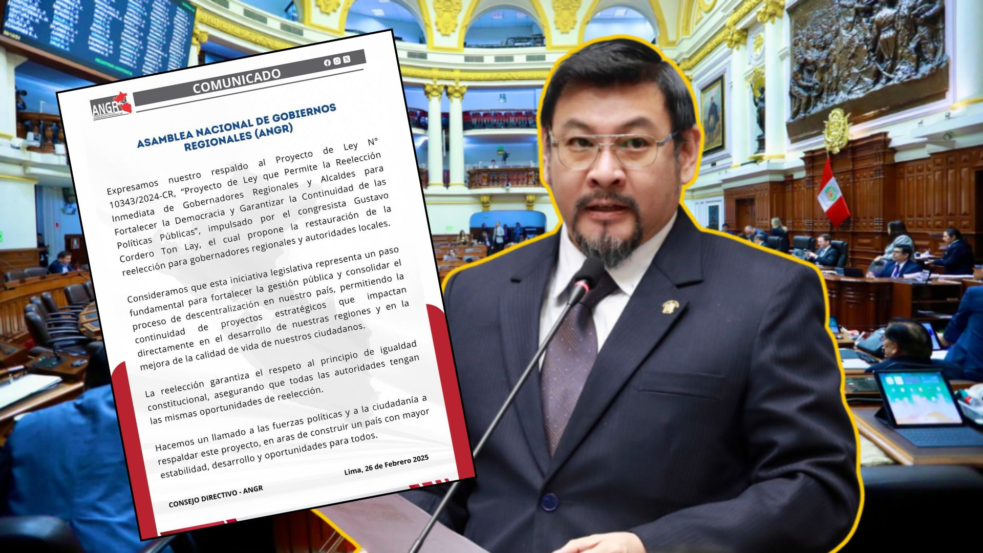 ANGR respalda proyecto de ley sobre reelección inmediata de gobernadores regionales