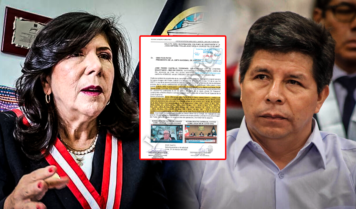 Pedro Castillo solicita a la JNJ destituir a Janet Tello por presuntamente haber nombrado a magistrada parcializada en su juicio